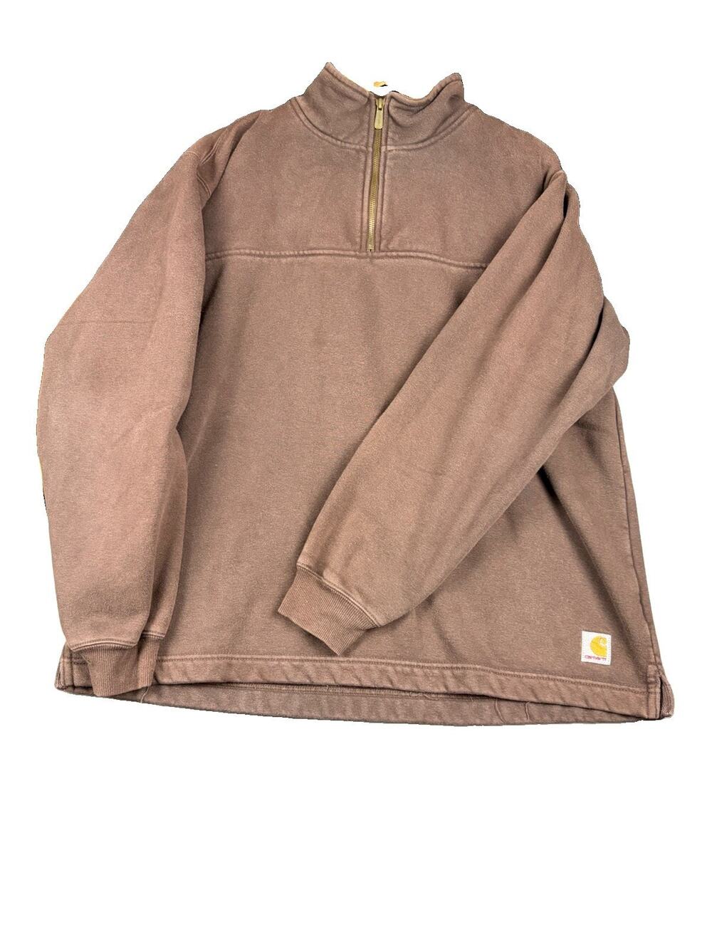 Carhartt K188 Men’s Large Brown Heavyweight 1/4 Zip Mock Neck Sweatshirt Y2K